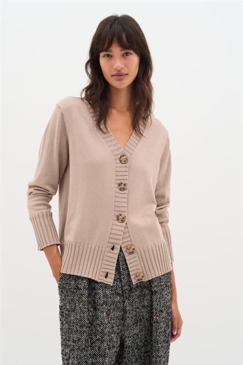 Se InWear Zauloiw Cardigan Kvinde Beige Melange Cardigans Classic Fit Str XS - hos Magasin ved Magasin