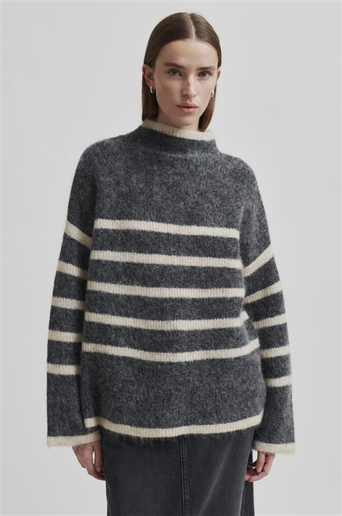 Second Female Ovalis Mohair Blend Knit Tneck Kvinde Volcanic Ash Sweaters Str M Mohair - hos Magasin