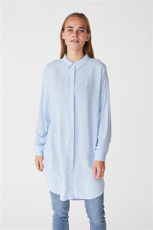 Soft Rebels Freedom LS Long Shirt Kvinde Cashmere Blue Langærmede Skjorter Str L - Viskose hos Magasin