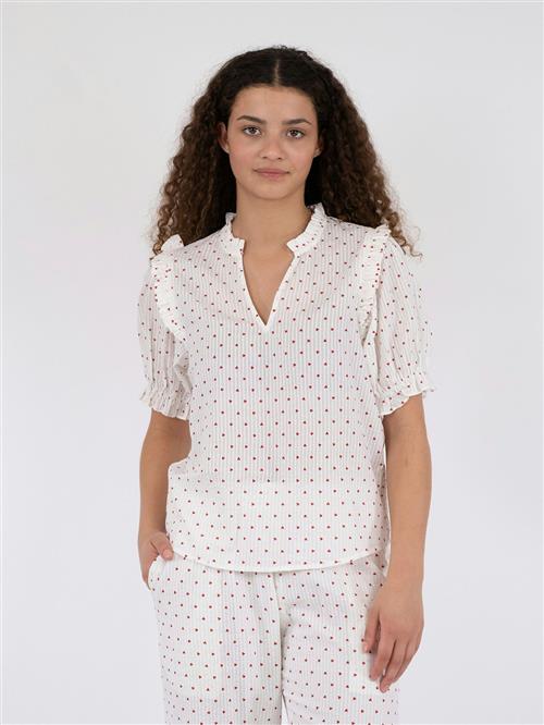 Se Neo Noir Rosalie Heart Blouse Kvinde White Kortærmede Bluser Str 42 - hos Magasin ved Magasin