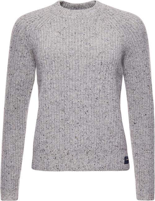 Superdry Tweed RIB Crew Kvinde Dove Grey Twist Sweaters Str S - hos Magasin