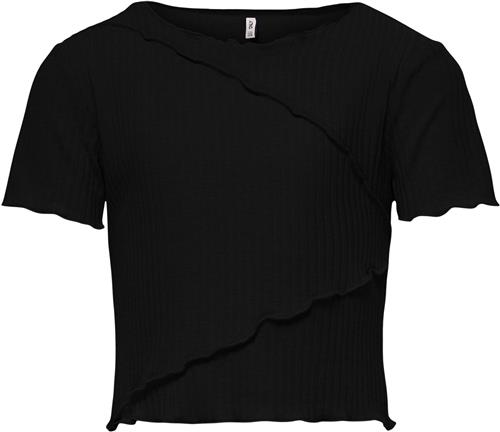 ONLY Kognella S/S Oneck Cutline TOP JRS Str 146/152 - Sort Kortærmede T-shirts hos Magasin