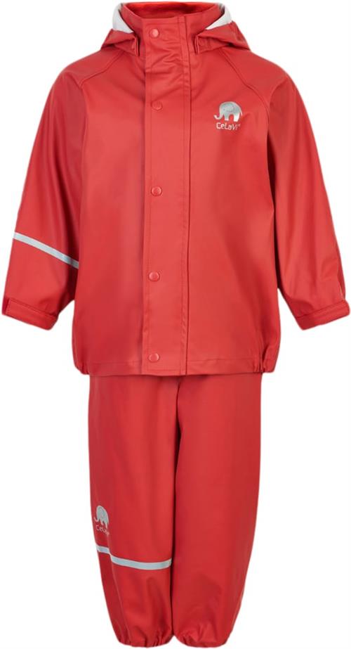 Se CeLaVi Basic Rainwear set Solid PU Str 140 Unisex - Baked Apple Regntøj hos Magasin ved Magasin