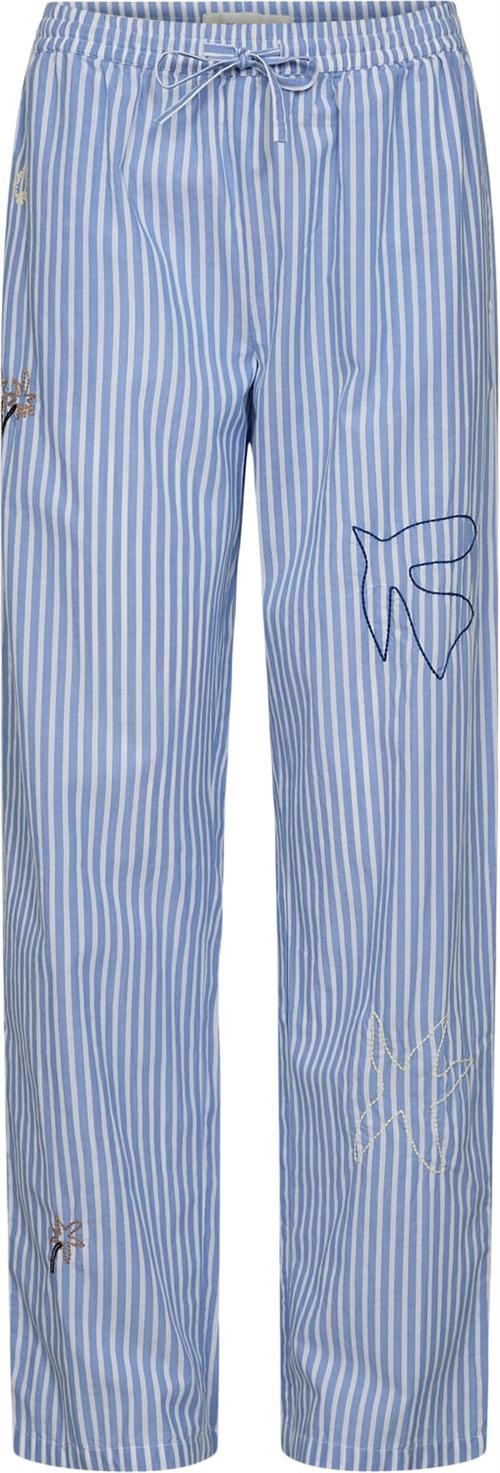 Sofie Schnoor Trousers Kvinde Blue Striped Bukser Med Lige Ben Str 42 - hos Magasin