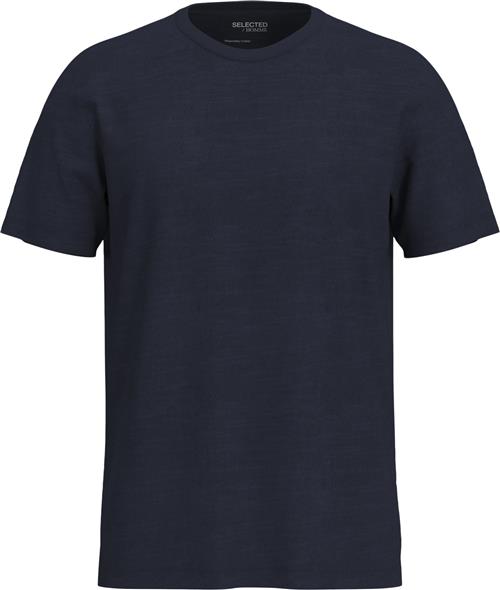 Se Selected Homme Slhaspen Slub SS Oneck TEE Noos Mand Blå Kortærmede T-shirts Regular Fit Str XL - hos Magasin ved Magasin