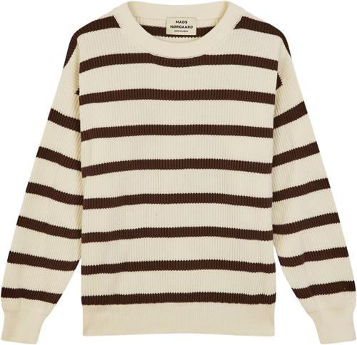 Mads Nørgaard - Copenhagen Nivi Eco Lindy Stripe Sweater Kvinde Brun+Hvid+Striber Sweaters Str S - hos Magasin