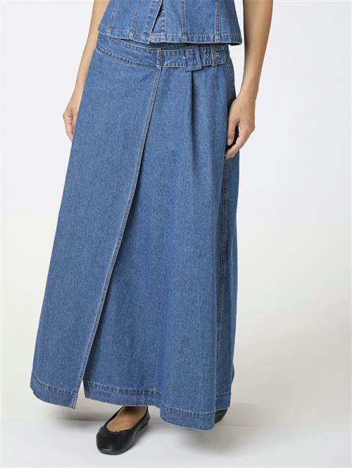 Neo Noir Nina Wrap Denim Skirt Kvinde Blue Maxi Nederdele Str 44 Denim - hos Magasin