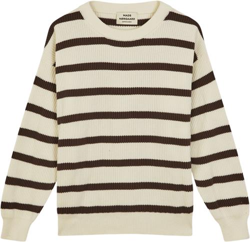 Mads Nørgaard - Copenhagen Nivi Eco Lindy Stripe Sweater Kvinde Brun+Hvid+Striber Sweaters Str XXXL - hos Magasin