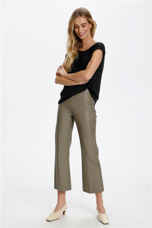 Soaked in Luxury Slkaylee PU Kickflare Pants Kvinde Brindle Læderbukser Skinny Fit Str XS - hos Magasin