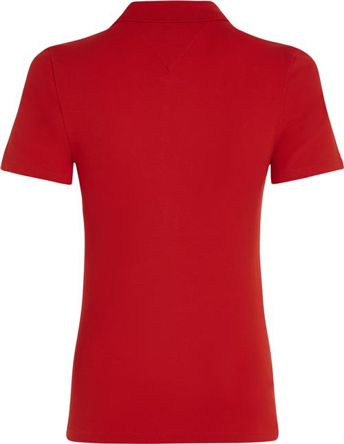 Tommy Hilfiger 1985 Slim Pique Polo SS Kvinde Fierce Red Kortærmede T-shirts Str L - hos Magasin