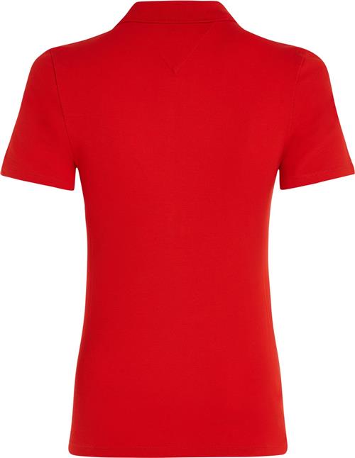 Tommy Hilfiger 1985 Slim Pique Polo SS Kvinde Fierce Red Kortærmede T-shirts Str M - hos Magasin