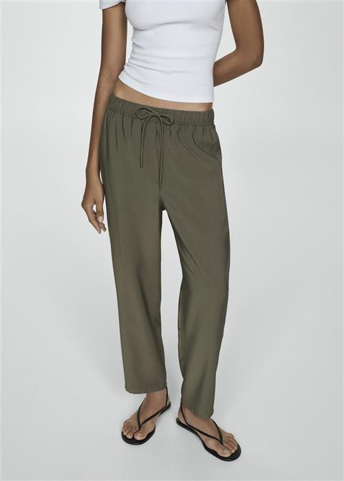 MANGO Drawstring Jogger Trousers Kvinde Beige - Khaki Sweatpants Str M - hos Magasin