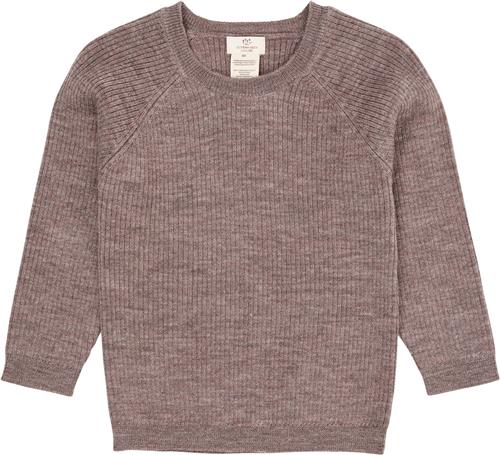 Copenhagen Colors Merino Classic RIB Blouse Kvinde Natural Melange Sweaters Str 128 Merino - hos Magasin