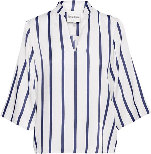 My Essential Wardrobe Miamw Blouse Kvinde Snow White W. Blue Stripe Langærmede Bluser Str 40 - hos Magasin