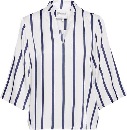 Se My Essential Wardrobe Miamw Blouse Kvinde Snow White W. Blue Stripe Langærmede Bluser Str 38 - hos Magasin ved Magasin