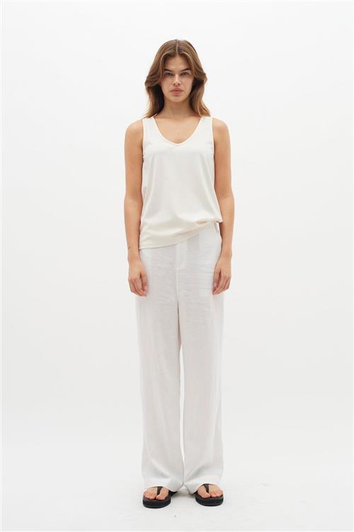 InWear Ellieiw Pants Kvinde Pure White Hørbukser Regular Fit Str 42 - hos Magasin