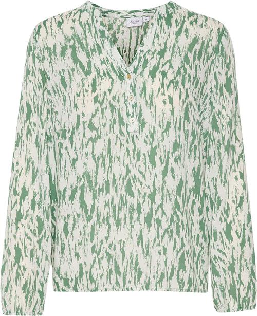 Saint Tropez Carlasz Shirt Kvinde Frosty Spruce Batik Langærmede Skjorter Regular Fit Str S - hos Magasin