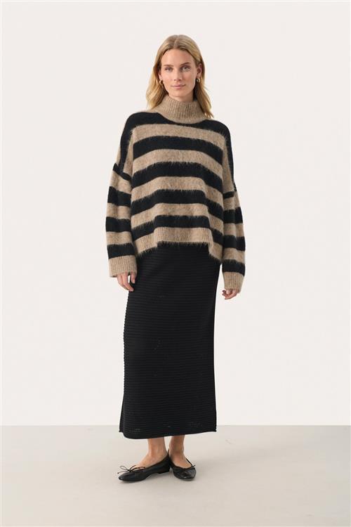 Part Two Liepapw PU Kvinde Mink Melange Stripe Sweaters Regular Fit Str L - hos Magasin