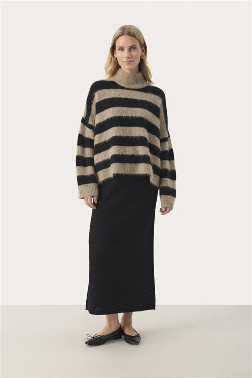 Part Two Liepapw PU Kvinde Mink Melange Stripe Sweaters Regular Fit Str M - hos Magasin