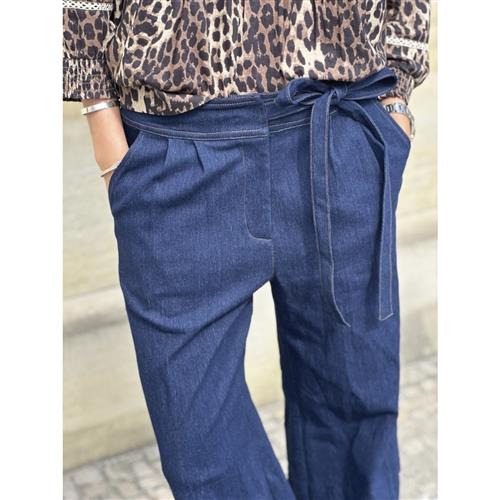 CONTINUE Randi Pants Kvinde Solid Blue Bukser Str M - hos Magasin