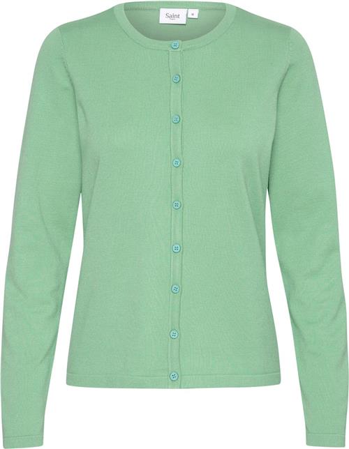 Se Saint Tropez A8661, Milasz Rneck Cardigan Kvinde Zephyr Green Cardigans Classic Fit Str XS - hos Magasin ved Magasin