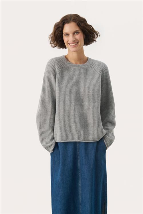 Se Part Two Luahpw PU Kvinde Medium Grey Melange Sweaters Regular Fit Str XS - hos Magasin ved Magasin