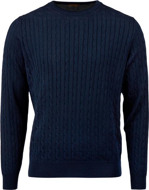 Stenströms Crew Neck Cable Merino Mand Navy Sweaters Str M Merino - hos Magasin