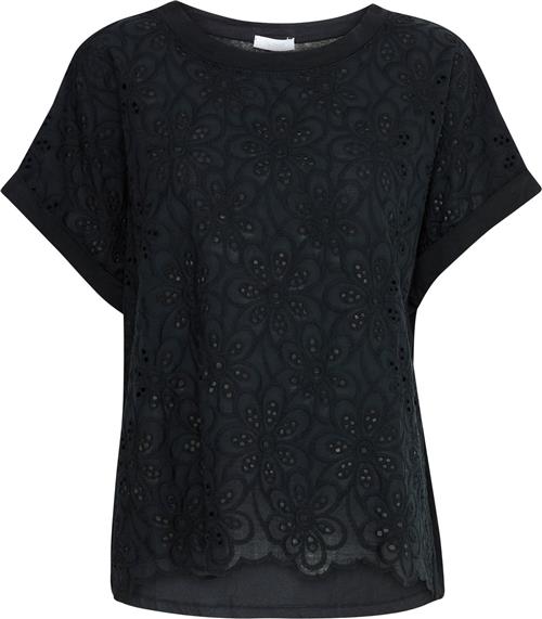 Sorbet Sbjacey Flower TEE Kvinde Jet Black Kortærmede T-shirts Str M/L - hos Magasin