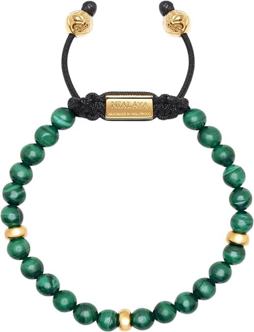 Nialaya Men's Beaded Bracelet With Malachite and Gold Plating L - Armbånd Stål hos Magasin