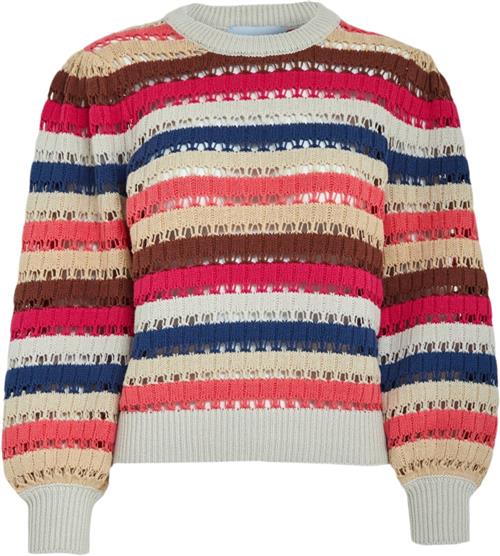 Minus Mikala Long Sleeve Knit Pullover Kvinde Rasberry Sorbet Stripe Sweaters Str S - hos Magasin