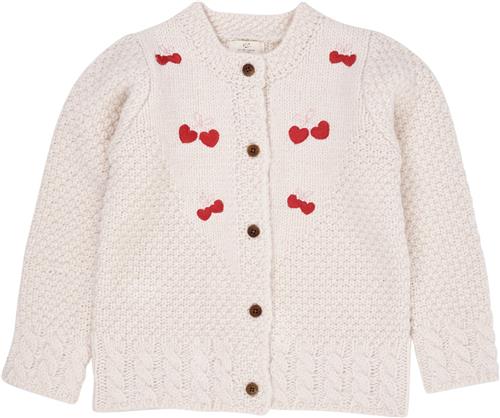 Copenhagen Colors Lambwool Cardigan W. BOW EMB Str 104 - Cream Strik hos Magasin