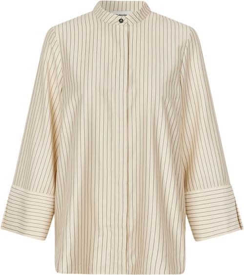 Modström Isabelmd Shirt Kvinde Summer Sand Pinstripe Langærmede Skjorter Str S - hos Magasin