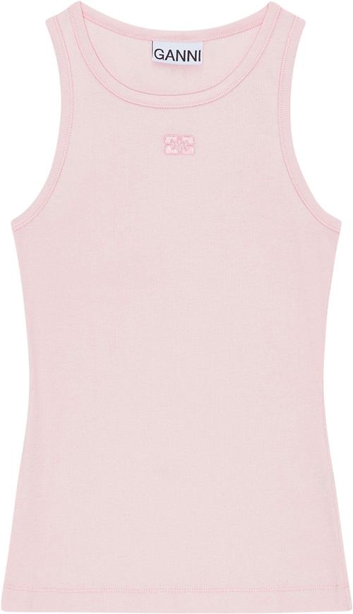 Se Ganni Soft Cotton Rib Tank Top Kvinde Chalk Pink Tanktoppe Str S - hos Magasin ved Magasin