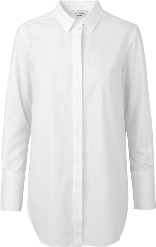 Second Female Larkin LS Classic Shirt Kvinde White Alyssum Langærmede Skjorter Str S - hos Magasin