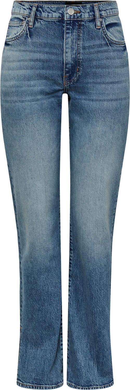 Pieces Pcelan NEW HW Straight Slit Jeans M Kvinde Blå Straight Jeans Str "32/""30" - hos Magasin