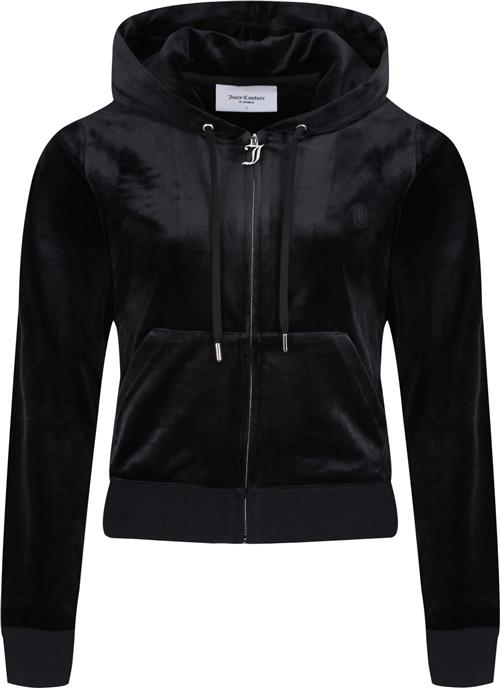 Juicy Couture Robertson Classic Velour Zip Trough Hoodie Kvinde Black Hættetrøjer Str XS Velour - hos Magasin