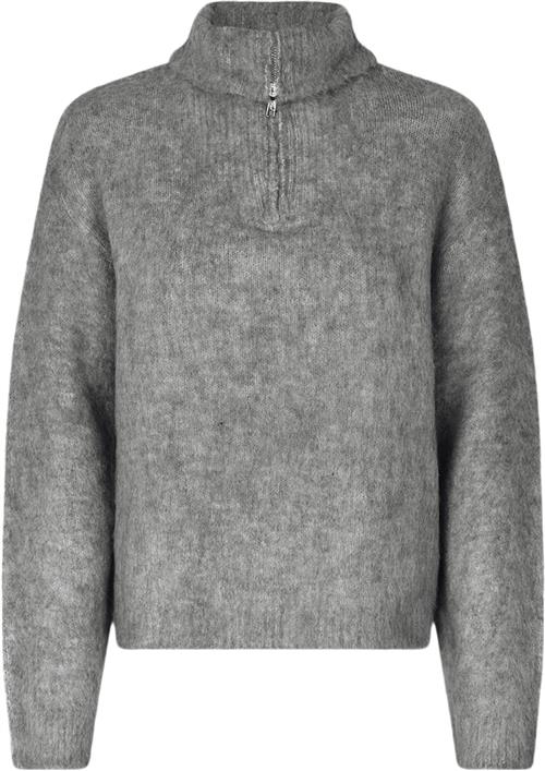 Se Modström Kanemd zip Tneck Kvinde Dark Grey Melange Sweaters Str XS - hos Magasin ved Magasin