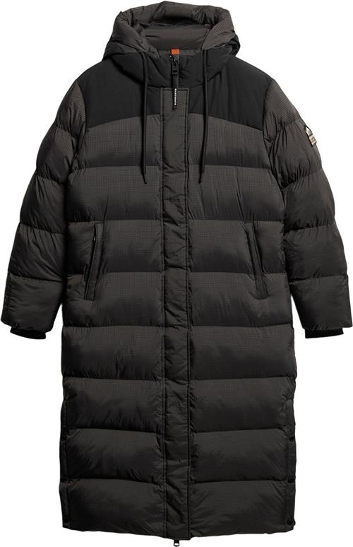 Superdry Ripstop Longline Puffer Jacket Kvinde Black Grid Dunjakker Str L - hos Magasin