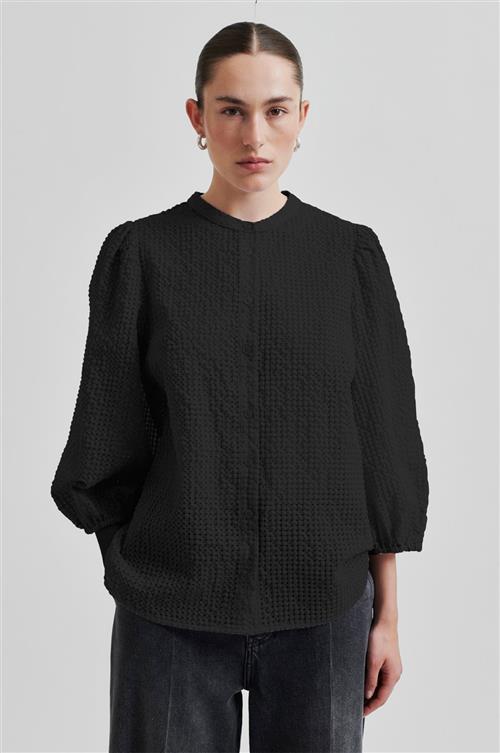 Second Female Tascha New Shirt Kvinde Black Kortærmede Skjorter Str XS - hos Magasin