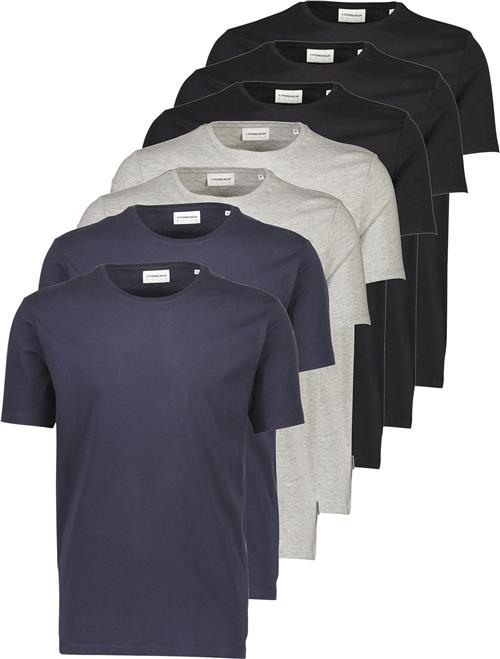 Se Lindbergh Basic Oneck tee S/S 7 Pack Mand Bl/gr/na Kortærmede T-shirts Regular Fit Str S - hos Magasin ved Magasin