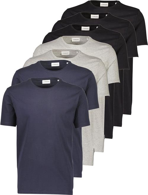 Lindbergh Basic Oneck tee S/S 7 Pack Mand Bl/gr/na Kortærmede T-shirts Regular Fit Str XXXL - hos Magasin