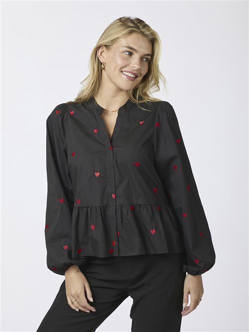 Se Neo Noir Savoy Hearts Blouse Kvinde Black Langærmede Skjorter Str 38 - hos Magasin ved Magasin