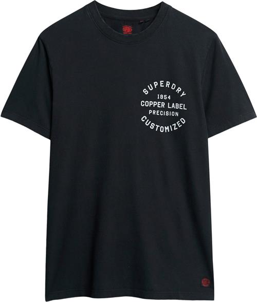 Superdry Copper Label Chest Graphic TEE Mand Jet Black Kortærmede T-shirts Str L - hos Magasin