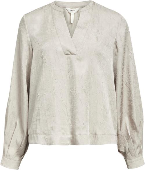 Object Objjohnson RE L/S Vneck TOP Noos Kvinde Silver Gray/col Toppe Str 38 - hos Magasin