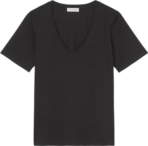 Marc O’Polo Tshirt, Short Sleeve, V-neck Kvinde Black Kortærmede T-shirts Str L - hos Magasin