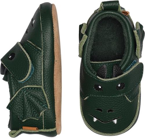 Melton Dragon Leather Slippers Dark Green Hjemmesko Str 23/24 - Læder hos Magasin