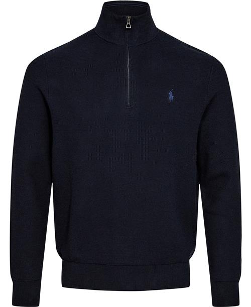 Polo Ralph Lauren Meshknit Cotton Quarter-zip Sweater Mand Navy Htr Turtlenecks Str S - Bomuld hos Magasin