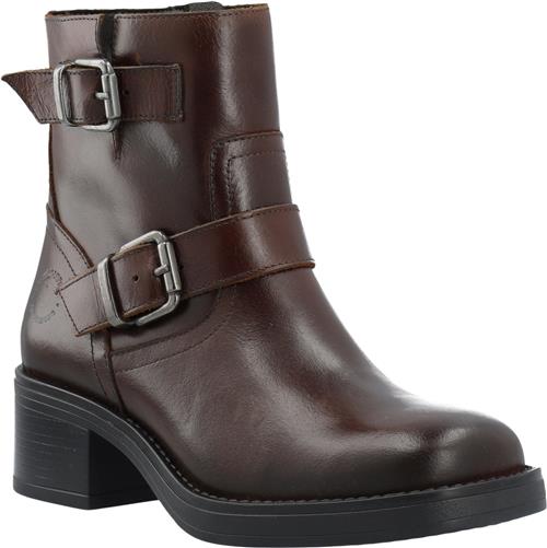 Cashott Casrikke Biker Boot W. Inside Zip Pull Up Leather Kvinde Coffee Ankelstøvler Str 41 - hos Magasin