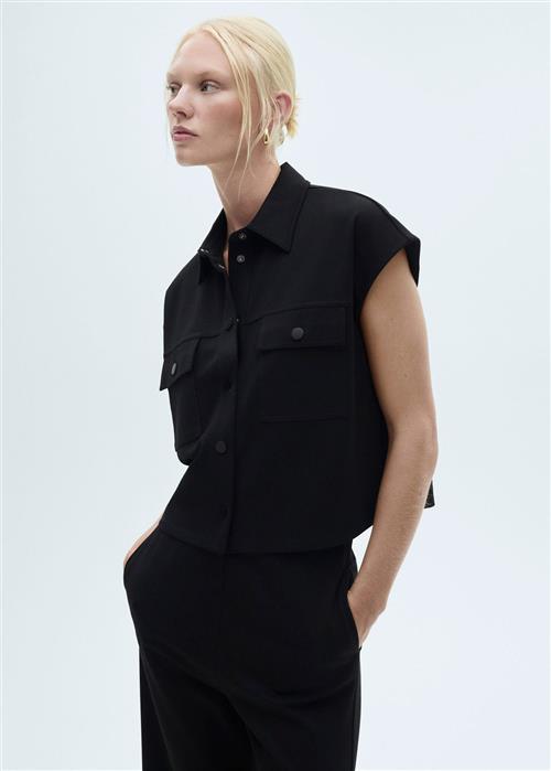 MANGO Vest With Buttons and Pockets Kvinde Black Veste Str S - hos Magasin