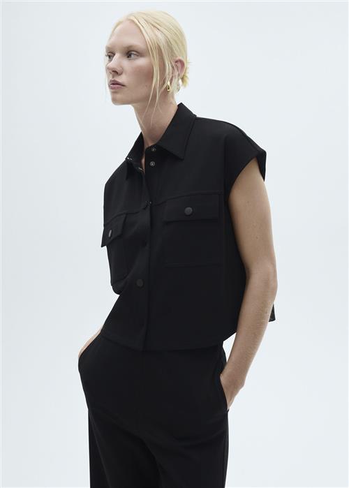 MANGO Vest With Buttons and Pockets Kvinde Black Veste Str M - hos Magasin